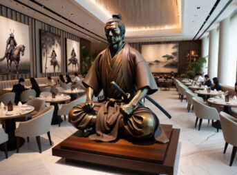 宮迫のお店に謎の像があるをイメージしたイラスト