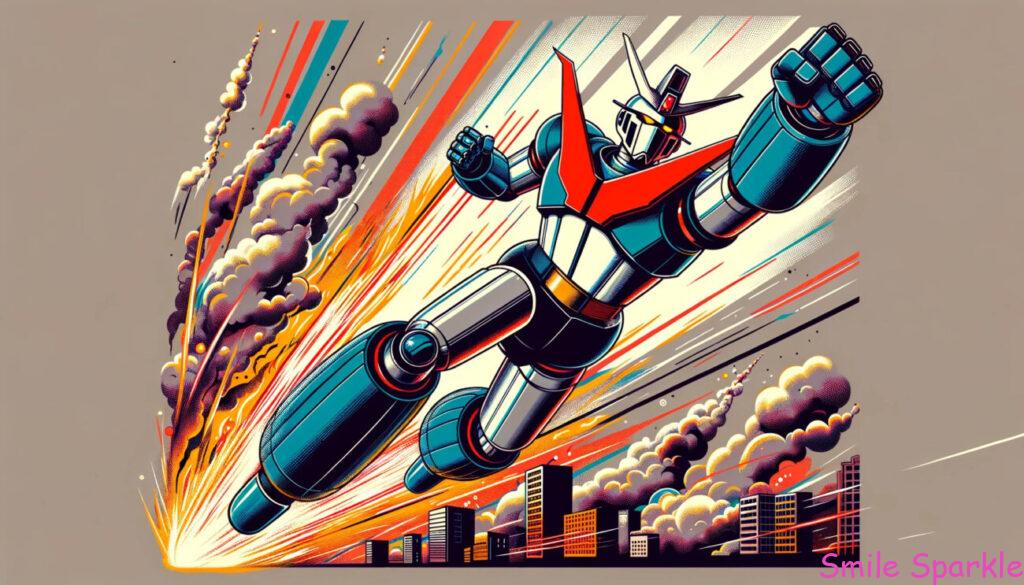 誰もが知る世界的な有名なスーパーロボットマジンガーZ、雑実写で再現される 4 70年代スーパーロボットを意識した、AI生成したイラスト