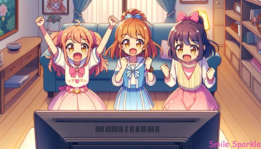しっかり通ってる学校まで知ってるのがプリキュアファンなのか、FUJIWARA原西の知識力がまた試される 4 がんばれ!プリキュア!!と応援しているイラスト
