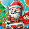 サンタさんと少年のイラスト