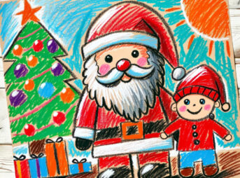 真冬のクリスマスを温める素敵なエガちゃんねるの企画「エガサンタがやってきた」 20 サンタさんと少年のイラスト