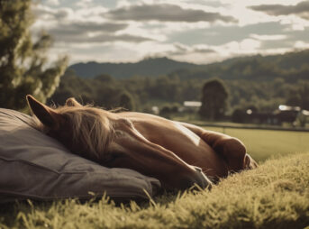 ただ、王者オジュウチョウサンが健やかに寝ているのを眺めるだけの動画 22 枕で寝ているうま、ターフでのびのびと過ごしている