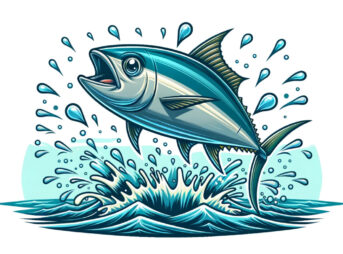 飛んでいるカツオのイラスト