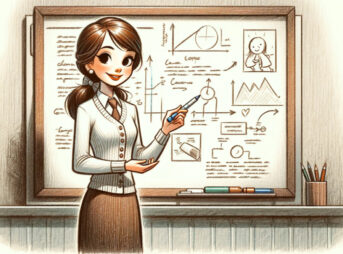 女性がホワイトボードで説明中