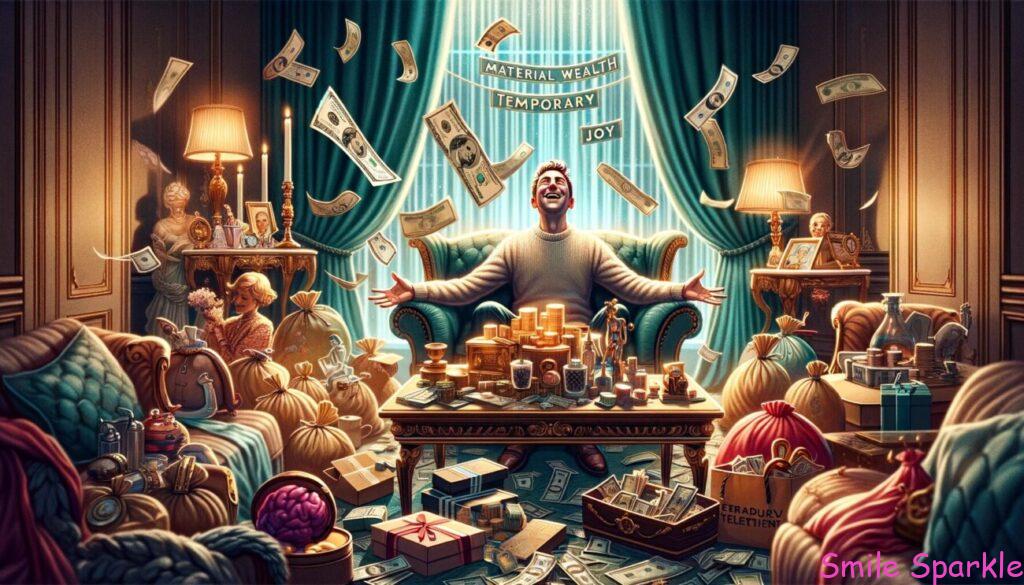 サトマイの視点: 宝くじと人生の幸福を統計学で読み解く 3 安心は何かを所有することではない、いずれは悲しみに変わる示唆するイメージ